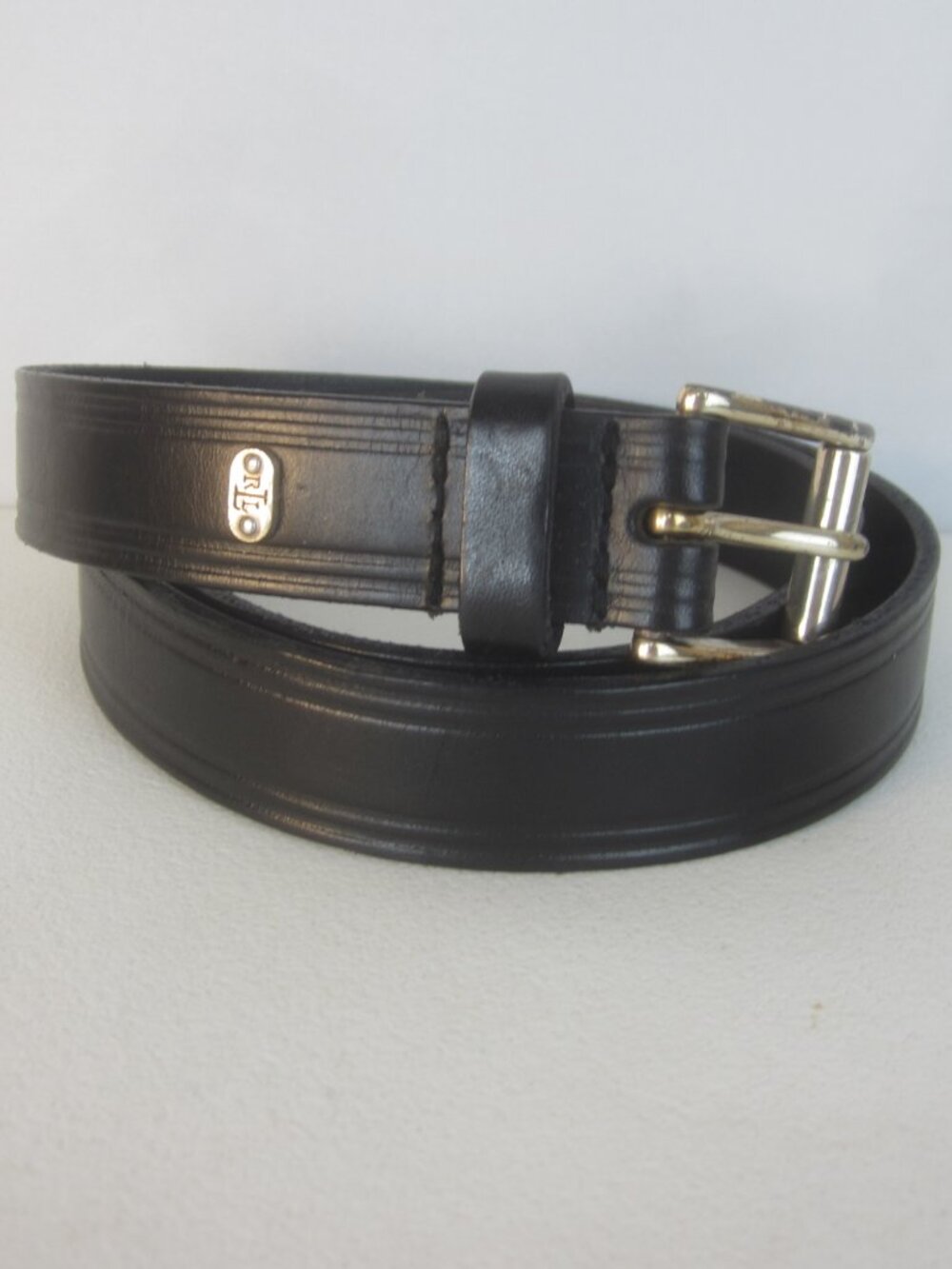 Ralph Lauren Women Medium Black Italian Leather Belt Brass Buckle 30" - 32"